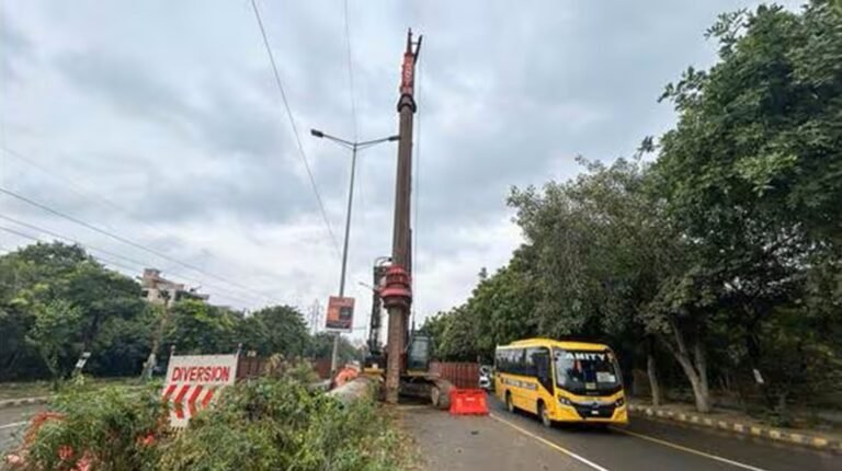 Gmrl-starts-digging-first-metro-pillar-for-gurugram-metro
